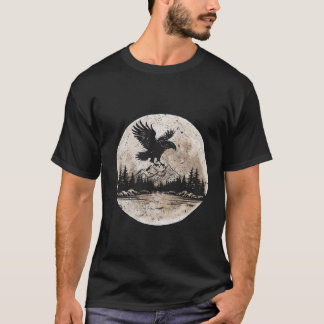 Camiseta Eagle Moon Forest Mountain Nature Lover Outdoor Hi