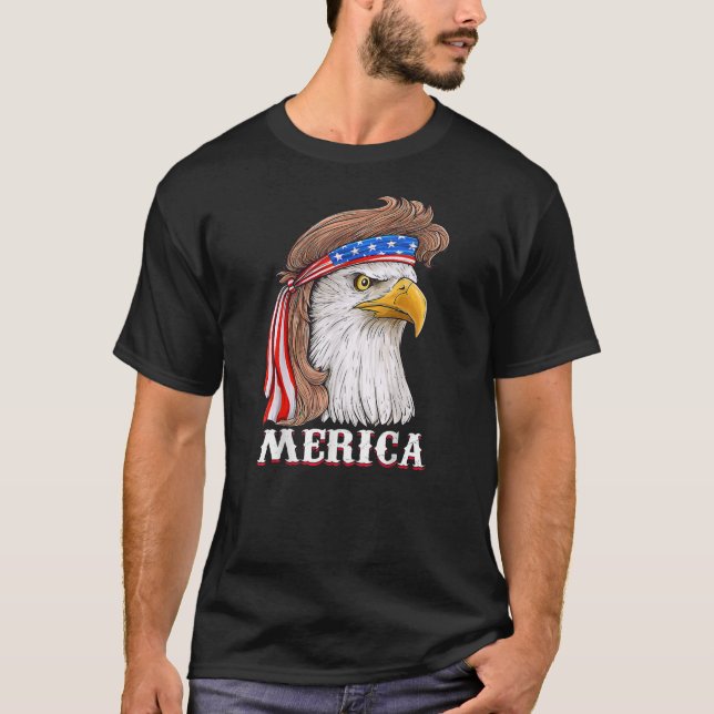 Camiseta Eagle Mullet 4 De Julio Estados Unidos Bandera Ame (Anverso)