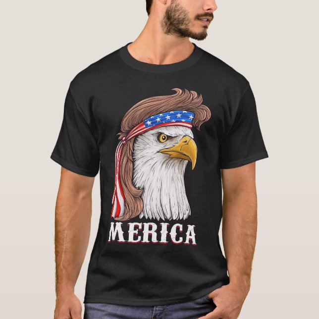Camiseta Eagle Mullet 4 De Julio Estados Unidos Bandera Ame (Anverso)