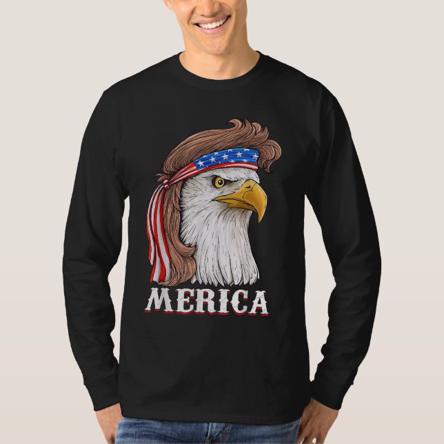 Camiseta Eagle Mullet 4 De Julio Estados Unidos Bandera Ame (Anverso)