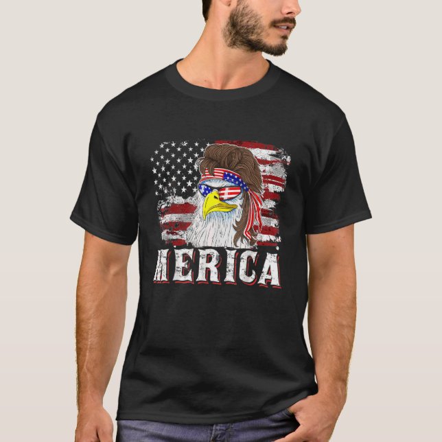 Camiseta Eagle Mullet Bandera De Ee.Uu. Para Hombres Mujere (Anverso)