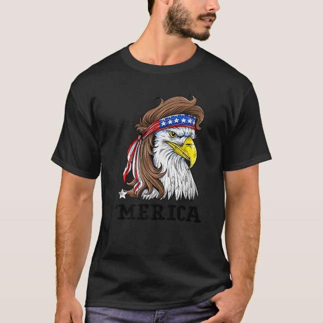 Camiseta Eagle Mullet Merica 4 De Julio Bandera Americana (Anverso)