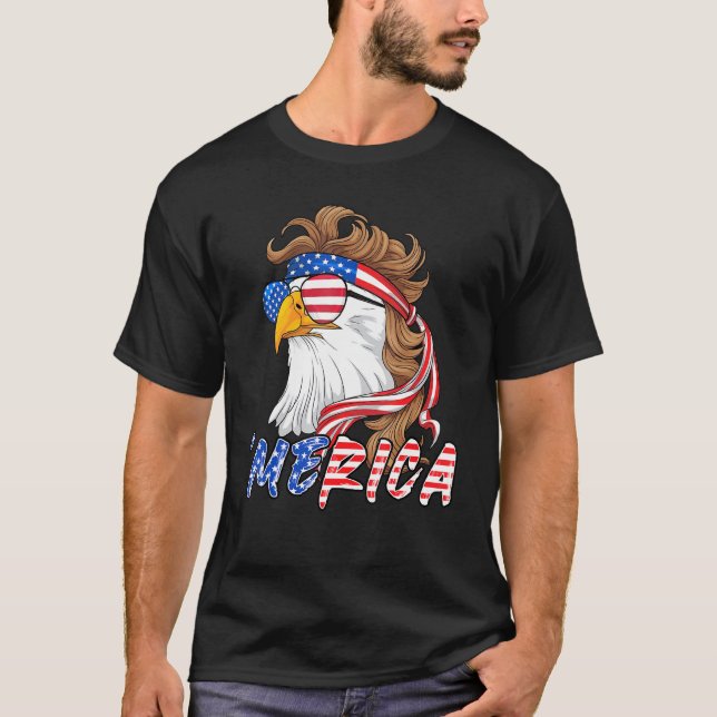 Camiseta Eagle Mullet Merica 4 De Julio Bandera Estadounide (Anverso)
