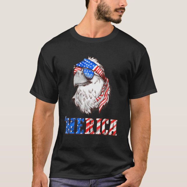 Camiseta Eagle Mullet Merica 4 De Julio Hombres Mujeres Est (Anverso)