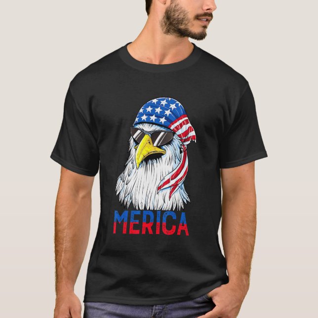 Camiseta Eagle Mullet Merica Camisas Hombres 4 De Julio Ame (Anverso)