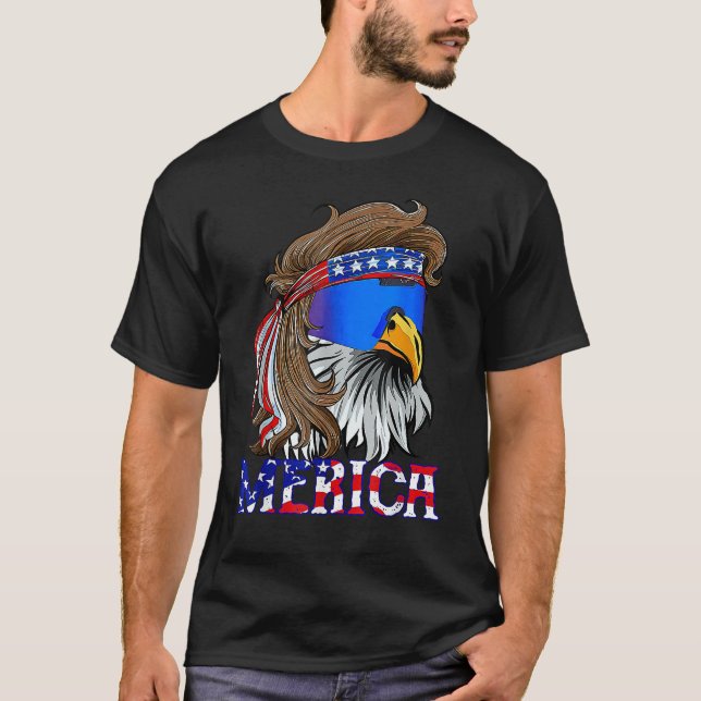 Camiseta Eagle Mullet Sunglasses Merica 4th Of July USA Ame (Anverso)