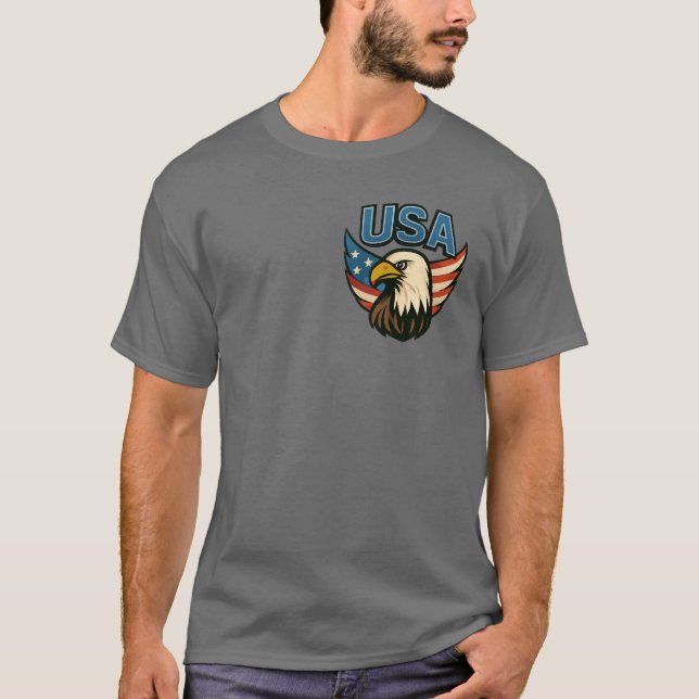 Camiseta Eagle Patriot Emblem - Bandera Americana Negrita D (Anverso)