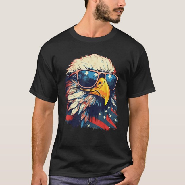 Camiseta Eagle Proud Patriotic American US Flag 4th Of July (Anverso)