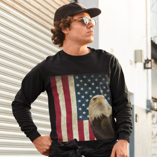 Camiseta Eagle retro americano baldío Bandera de Estados Un