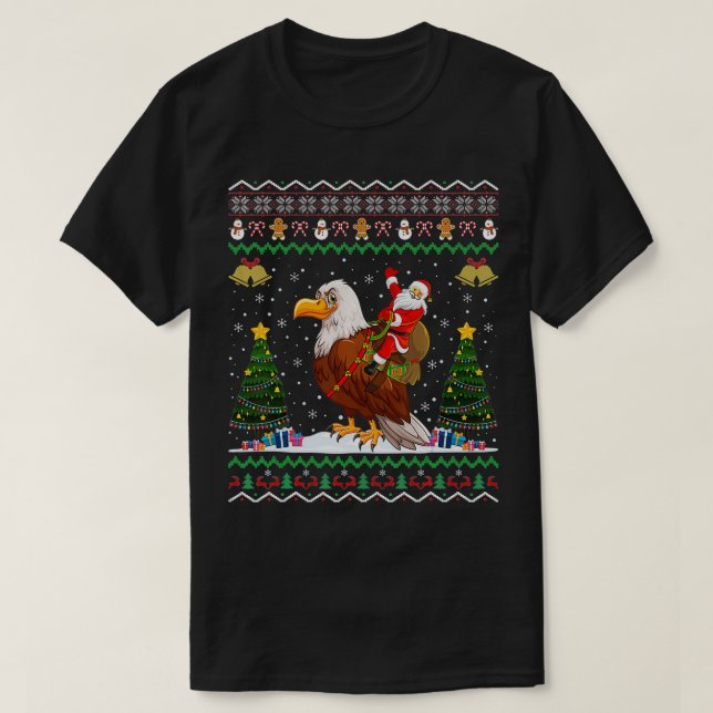 Camiseta Eagle Ugly Xmas Gift Santa Riding Eagle Navidades (Diseño del anverso)