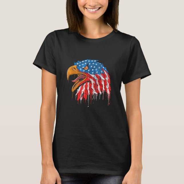 Camiseta Eagle USA Flag Veteran Independence Day Patriotic  (Anverso)