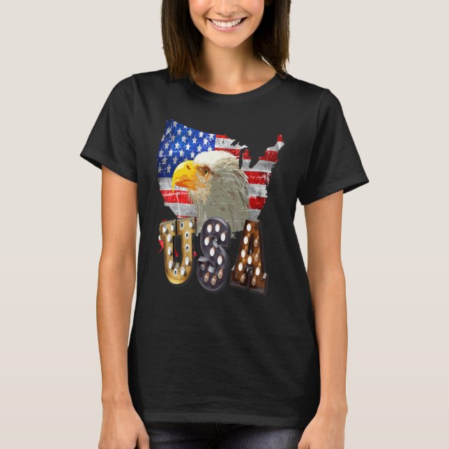 Camiseta Eagle Usa Lightbulb 4th Of July Memorial Independe (Anverso)