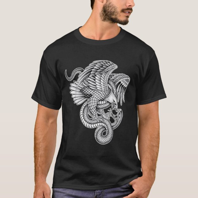 Camiseta Eagle X Snake Serpent Blackwork (Anverso)