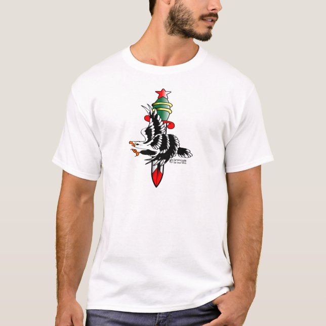 Camiseta Eagle y viejo tatuaje de Skool de la daga (Anverso)
