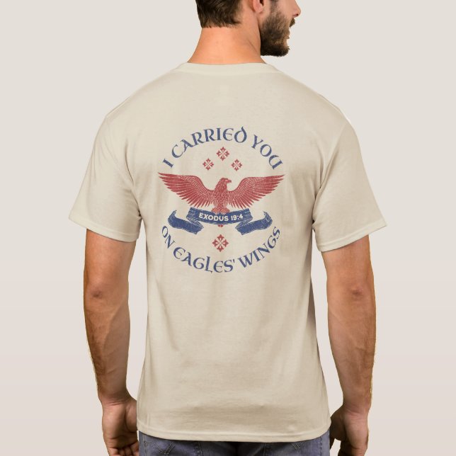 Camiseta Eagle's Wings Scripture Exodus 19:4 Red/Blue (Reverso)