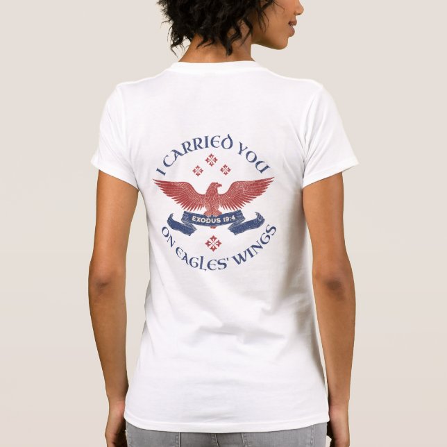 Camiseta Eagle's Wings Scripture Exodus 19:4 Red/Blue (Reverso)
