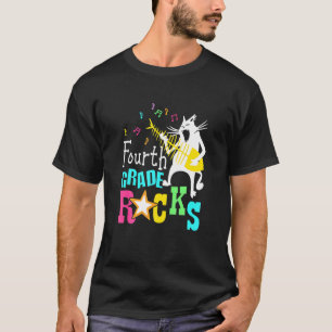 Camiseta Eam Cuarto Grado Rocks 4h Grado Gato Tocando Guit