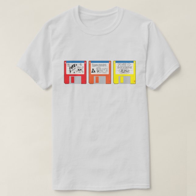 Camiseta Early 2000s Retro Media Floppy Disks (Diseño del anverso)