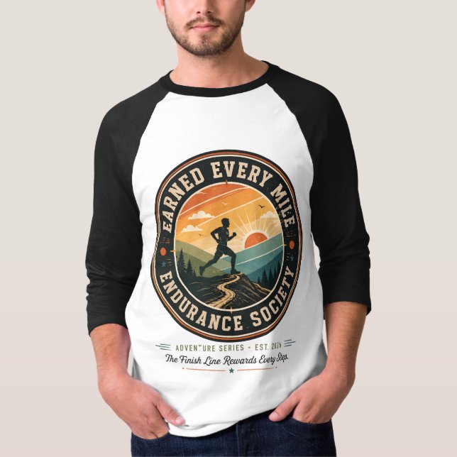 Camiseta Earn Every Mile Endurance Trail Runner Retro Tee e (Anverso)