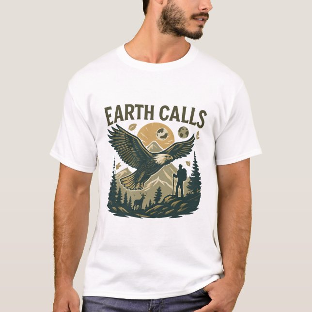 Camiseta Earth Calls Eagle Mountain Nature Design (Anverso)
