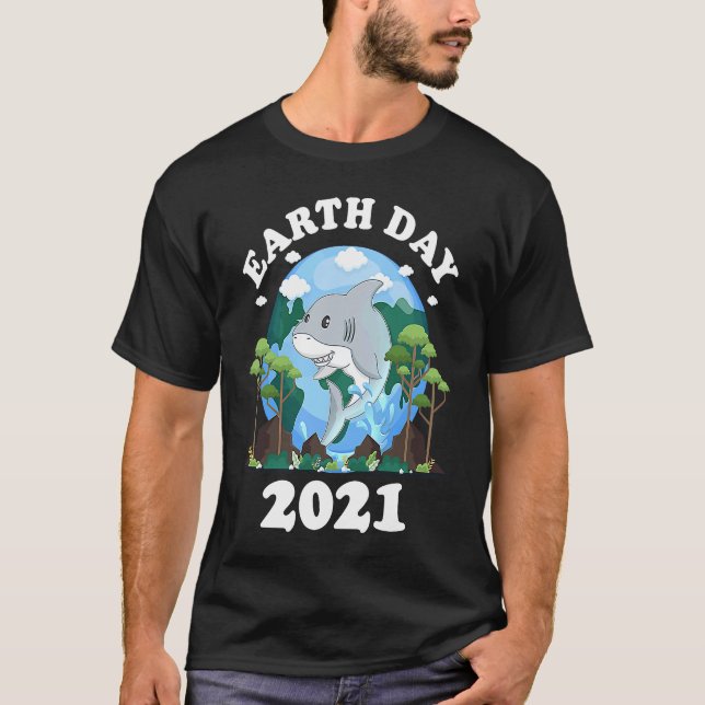 Camiseta Earth Day 2021 Shark Peace Love Planet and Animals (Anverso)