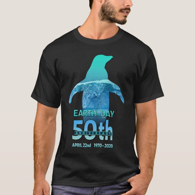Camiseta Earth Day 50th Anniversary Penguin Silhouette (Anverso)