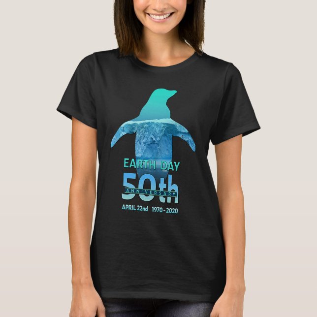 Camiseta Earth Day 50th Anniversary Penguin Silhouette (Anverso)