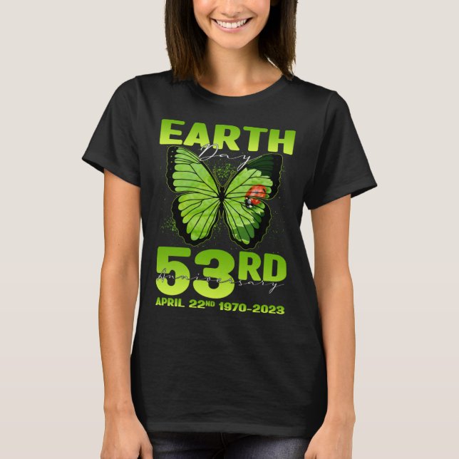 Camiseta Earth Day 53rd Anniversary Silhouette Of Butterfly (Anverso)