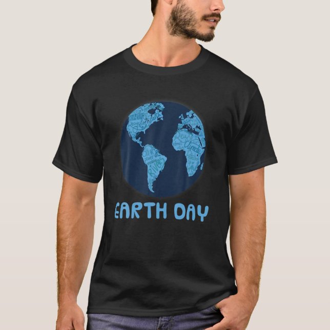 Camiseta Earth Day Blue Earth Word Cloud Ambiental G (Anverso)