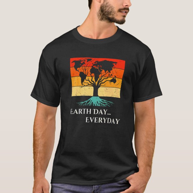 Camiseta Earth Day Cum World Map Tree Pro Environment Pla (Anverso)
