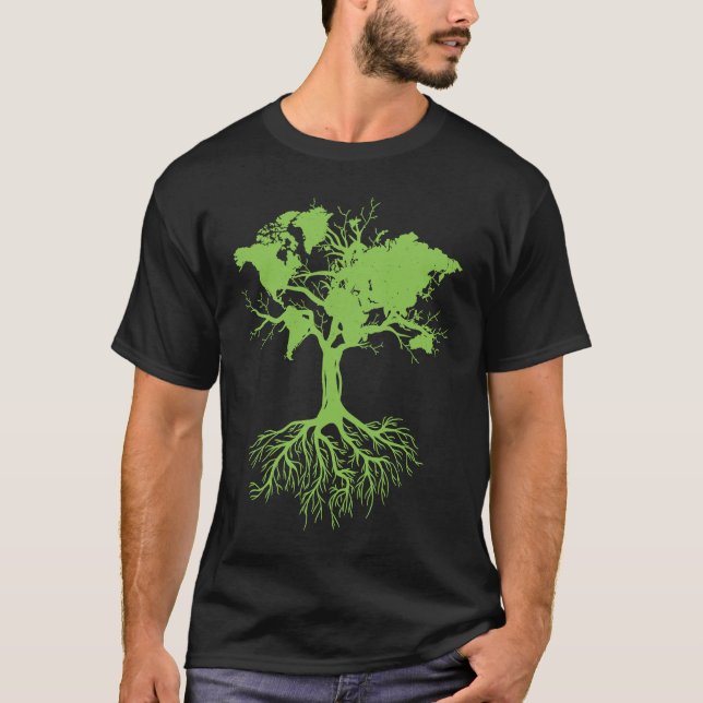 Camiseta Earth Day  Cute World Map Tree Pro Environment Pla (Anverso)