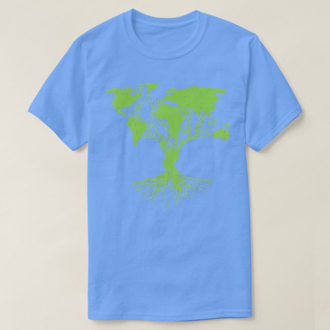 Camiseta Earth Day  Cute World Map Tree Pro Environment Pla (Diseño del anverso)