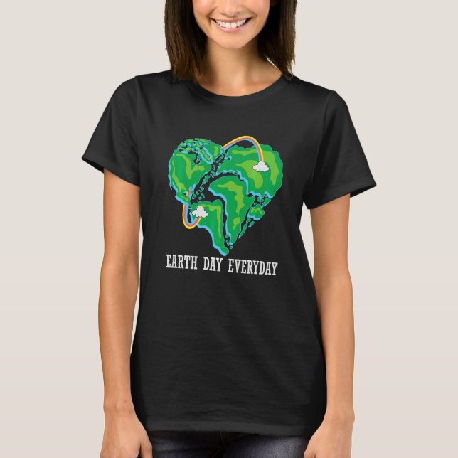 Camiseta Earth Day Everyday Heart Shaped World Rainbow Envi (Anverso)