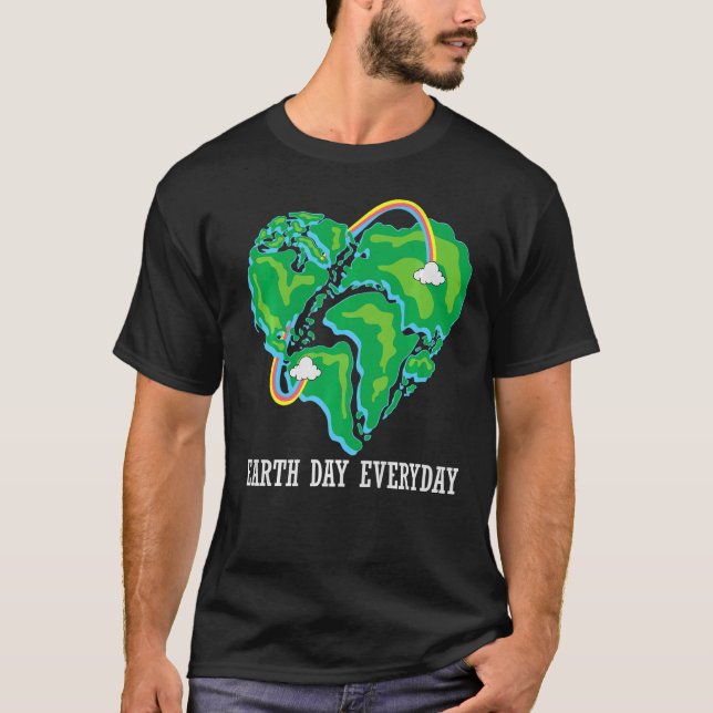 Camiseta Earth Day Everyday Heart Shaped World Rainbow Envi (Anverso)