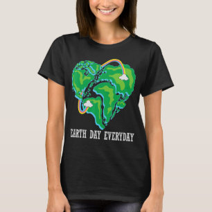 Camiseta Earth Day Everyday Heart Shaped World Rainbow Envi