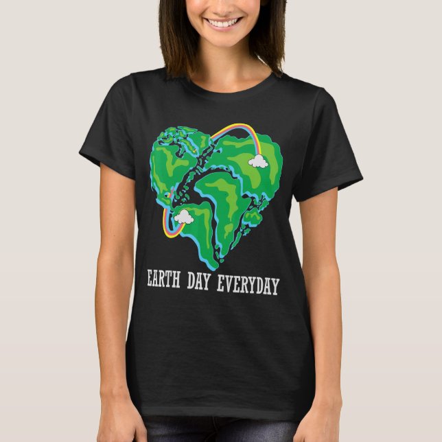 Camiseta Earth Day Everyday Heart Shaped World Rainbow Envi (Anverso)