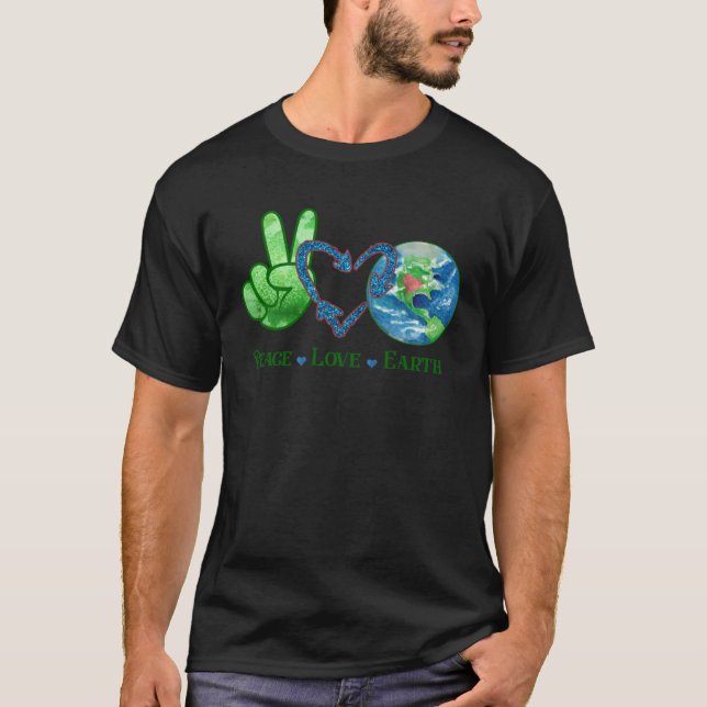 Camiseta Earth Day Peace Love Earth World Peace (Anverso)