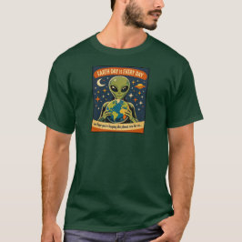 Camiseta Earth Day retro alien space illustration