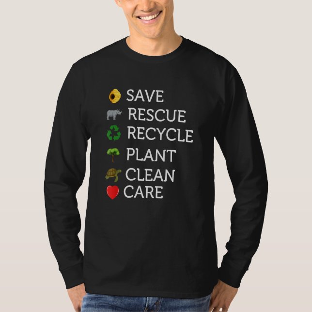 Camiseta Earth Day Save rescue Plant Clean Care Turtle Anim (Anverso)