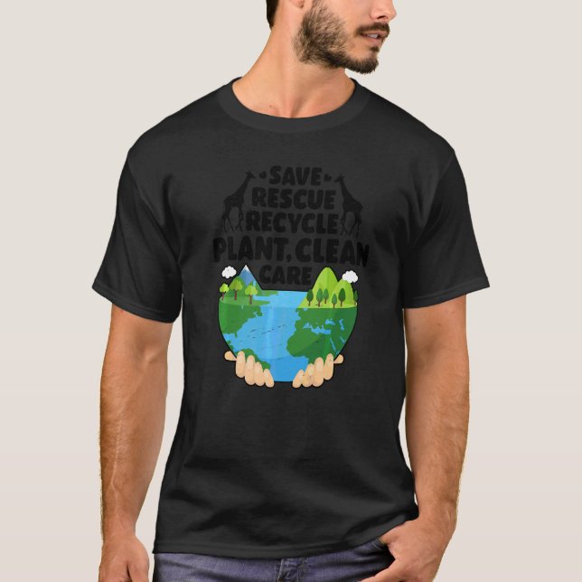 Camiseta Earth Day Save Rescue Recycle Plant Clean Environm (Anverso)