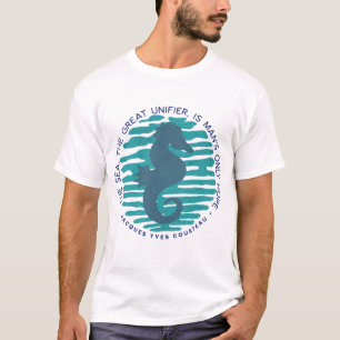 Camiseta Earth Day, Seahorse and Waves, Clean The Ocean
