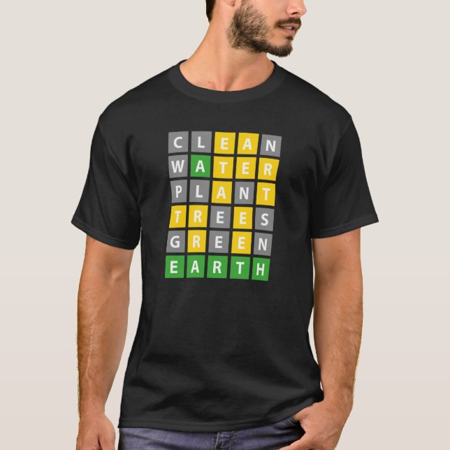 Camiseta Earth Day Word Game Clean Water Plant Trees Enviro (Anverso)