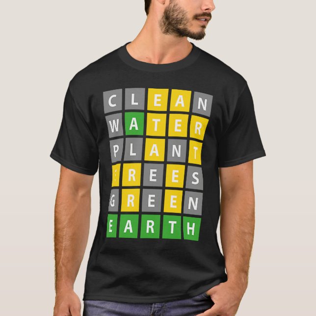 Camiseta Earth Day Word Game Clean Water Plant Trees Enviro (Anverso)