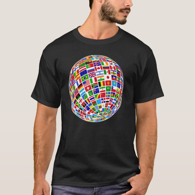 Camiseta Earth Globe World Flags The Countries of the World (Anverso)