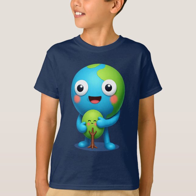 Camiseta Earth Hugging Tree T-Shirt Cute Planet (Anverso)