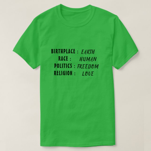 Camiseta EARTH HUMAN FREEDOM LOVE T-Shirt (Diseño del anverso)