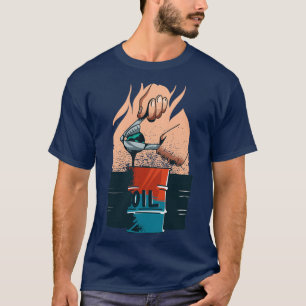 Camiseta Earth planet squeezed for oil exploitation climate