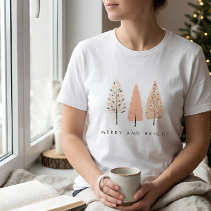 Camiseta Earthy Merry and Bright Boho Christmas Tree Womom