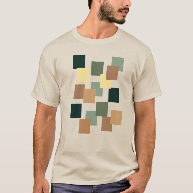 Camiseta Earthy Tones Diseño de Rectángulo Geométrico Moder (Anverso)