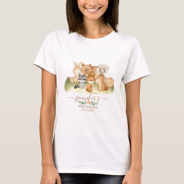 Camiseta Earthy Woodland Animals Baby mommy to be (Anverso)